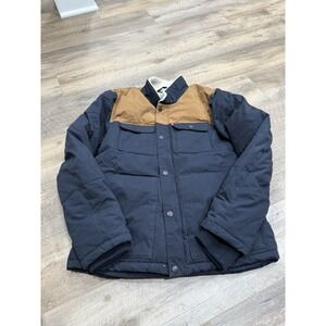 Levi's Men's Mixed Media Woodsman Puffer Jacket Quilted Navy Brown LM9OP184 Sz M